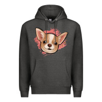 Charcoal Heather chihuahua pink glitter Premium Hoodie - Jasminsmagicworld