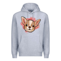 Heather Grey chihuahua pink glitter Premium Hoodie - Jasminsmagicworld
