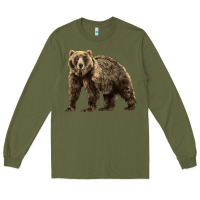 Army Green Brown Bear Long Sleeve Tee - LillyAllenDesigns