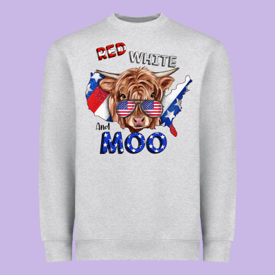 Red White And Moo Cow Heavyweight Sweatshirt Designed By Ranaportraitstore