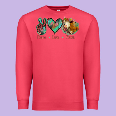 Peace Love Cows Premium Sweatshirt Designed By Jasminsmagicworld