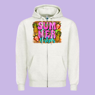 Summer Vibes Leopard Background Zipper Hoodie Designed By Jasminsmagicworld