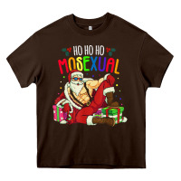 Chocolate Brown mens ho ho ho mosexual Heavy Core Tee - DesigneFamous