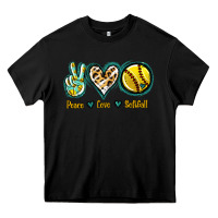 Black Peace Love Softball Heavy Core Tee - Jasminsmagicworld