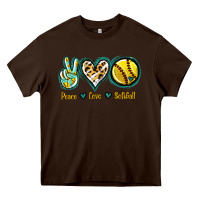 Chocolate Brown Peace Love Softball Heavy Core Tee - Jasminsmagicworld