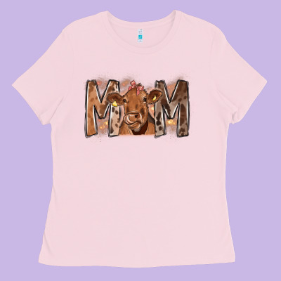 Rodeo Mom Cow Ladies Tee Designed By Cowhidedigitalart