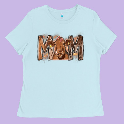 Rodeo Mom Cow Ladies Tee Designed By Cowhidedigitalart