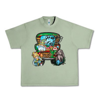 Oil Green Happy Easter Urban Heavy Tee - CowhideDigitalArt