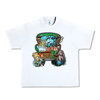 White Happy Easter Urban Heavy Tee - CowhideDigitalArt