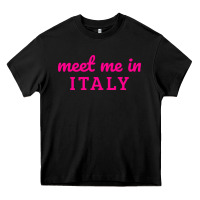 Black meet me in italy Heavy Core Tee - DesigneFamous