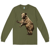 Army Green Brown Bear Cub Long Sleeve Tee - LillyAllenDesigns