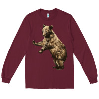 Burgundy Brown Bear Cub Long Sleeve Tee - LillyAllenDesigns