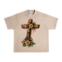 French Oak Flower Cross Urban Heavy Tee - Jasminsmagicworld
