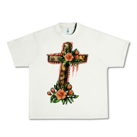 Pistachio Flower Cross Urban Heavy Tee - Jasminsmagicworld