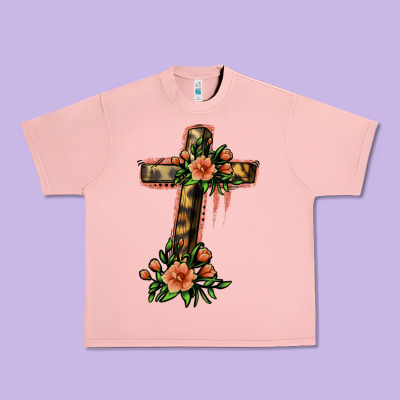 Flower Cross Urban Heavy Tee Designed By Jasminsmagicworld
