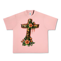 Salmon Flower Cross Urban Heavy Tee - Jasminsmagicworld