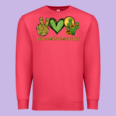 Peace Love Cactus Premium Sweatshirt Designed By Jasminsmagicworld