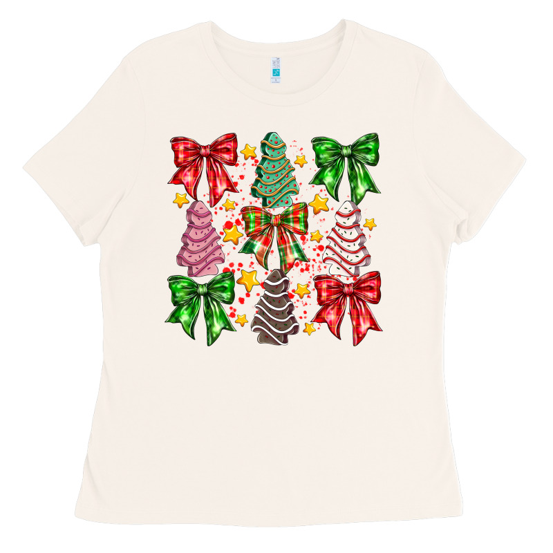 Christmas Cake Bow Ladies Tee by CowhideDigitalArt | Teevron