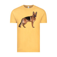 Vintage Mustard German Shepherd Dog Illustrations Vintage Tee - LillyAllenDesigns