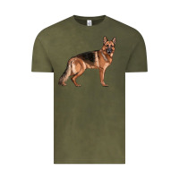 Vintage Olive German Shepherd Dog Illustrations Vintage Tee - LillyAllenDesigns