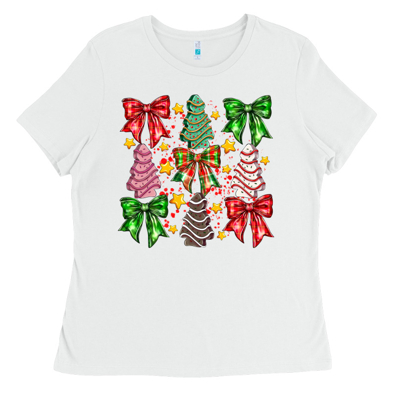 Christmas Cake Bow Ladies Tee by CowhideDigitalArt | Teevron
