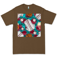 Cacao baseball  uniform with turquoise gemstone seamless pattern Premium Tee - BundleAndBundleShop