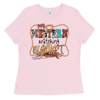 Bubblegum Pink My Western Watching Blanket Ladies Tee - CowhideDigitalArt