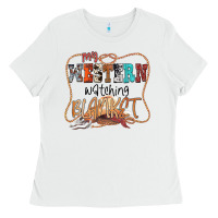 White My Western Watching Blanket Ladies Tee - CowhideDigitalArt