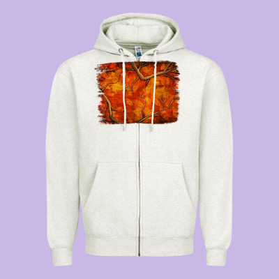 Orange Hunter Camouflage Pattern Brushstroke Zipper Hoodie Designed By Jasminsmagicworld