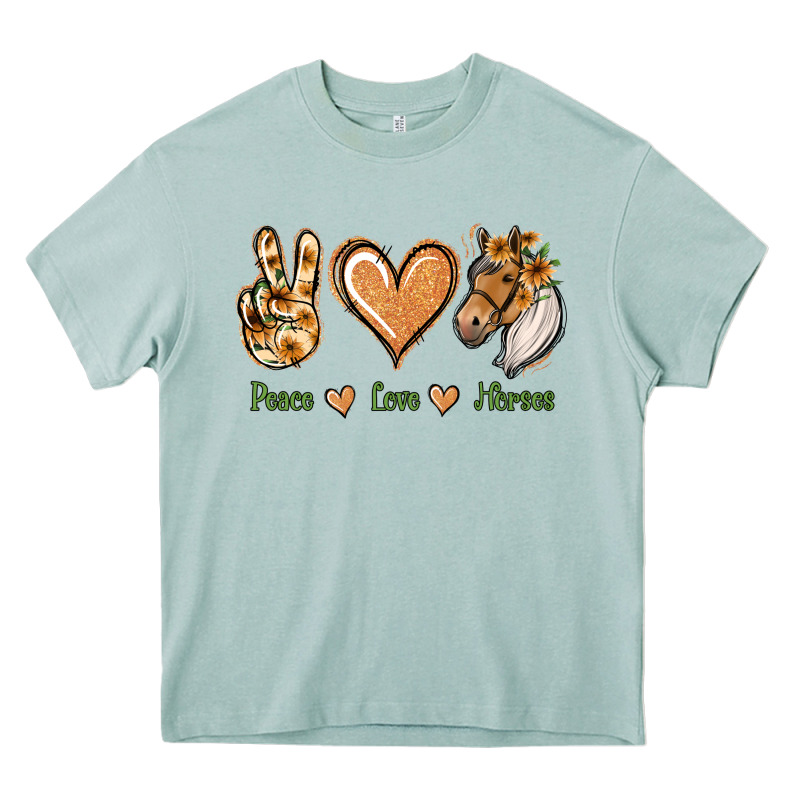 Peace Love Horses Heavy Core Tee by Jasminsmagicworld | Teevron