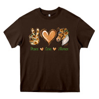 Chocolate Brown Peace Love Horses Heavy Core Tee - Jasminsmagicworld
