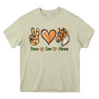 Mossy Peace Love Horses Heavy Core Tee - Jasminsmagicworld