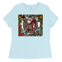 Baby Blue Rodeo Santa Ladies Tee - CowhideDigitalArt