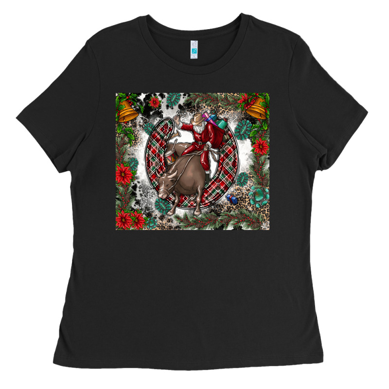 Rodeo Santa Ladies Tee by CowhideDigitalArt | Teevron