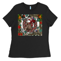 Black Rodeo Santa Ladies Tee - CowhideDigitalArt