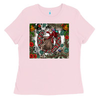 Bubblegum Pink Rodeo Santa Ladies Tee - CowhideDigitalArt