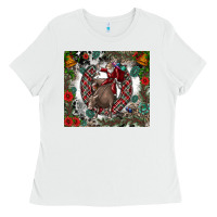 White Rodeo Santa Ladies Tee - CowhideDigitalArt