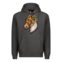 Charcoal Heather floral horse Premium Hoodie - Jasminsmagicworld
