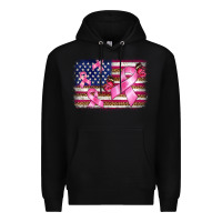 Black breast cancer american flag background Premium Hoodie - BarkalooDesign