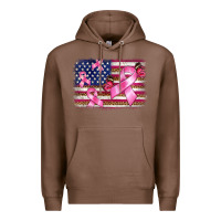 Chestnut breast cancer american flag background Premium Hoodie - BarkalooDesign