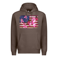 Coffee breast cancer american flag background Premium Hoodie - BarkalooDesign