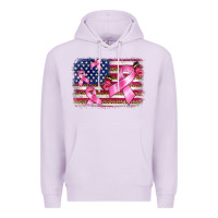 Lilac breast cancer american flag background Premium Hoodie - BarkalooDesign