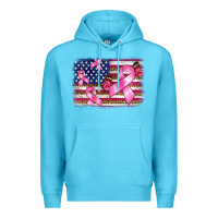 Ocean Blue breast cancer american flag background Premium Hoodie - BarkalooDesign