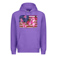 Purple breast cancer american flag background Premium Hoodie - BarkalooDesign