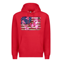 Red breast cancer american flag background Premium Hoodie - BarkalooDesign