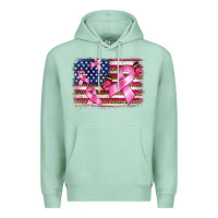 Seafoam breast cancer american flag background Premium Hoodie - BarkalooDesign