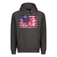 Smoke breast cancer american flag background Premium Hoodie - BarkalooDesign