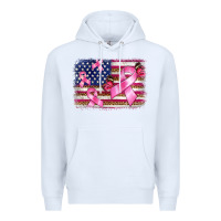 White breast cancer american flag background Premium Hoodie - BarkalooDesign