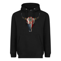 Black American Bull Skull Gemstone Heavyweight Hoodie - Jasminsmagicworld