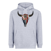 Heather Grey American Bull Skull Gemstone Heavyweight Hoodie - Jasminsmagicworld